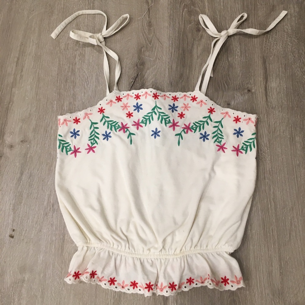 & other stories embroidered tie strap crop top